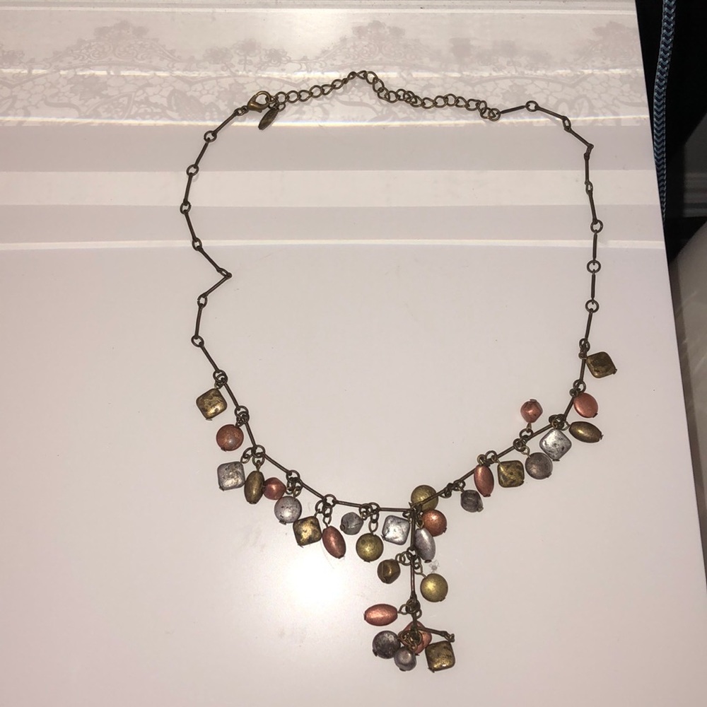 Brushed Cooper, gold, silver necklace